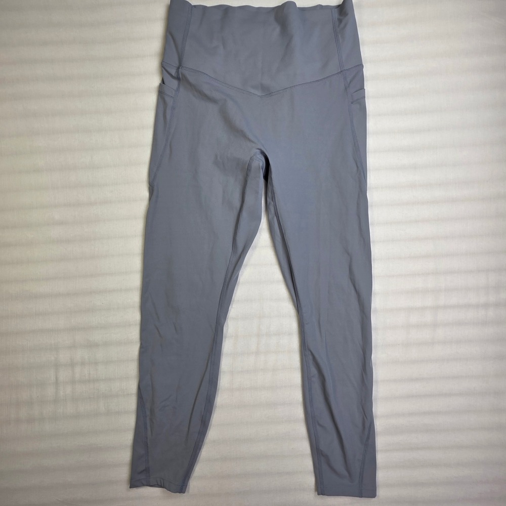 Halara Womens High Waisted Side Pocket Leggings Blue Grey Medium 7/8 Length